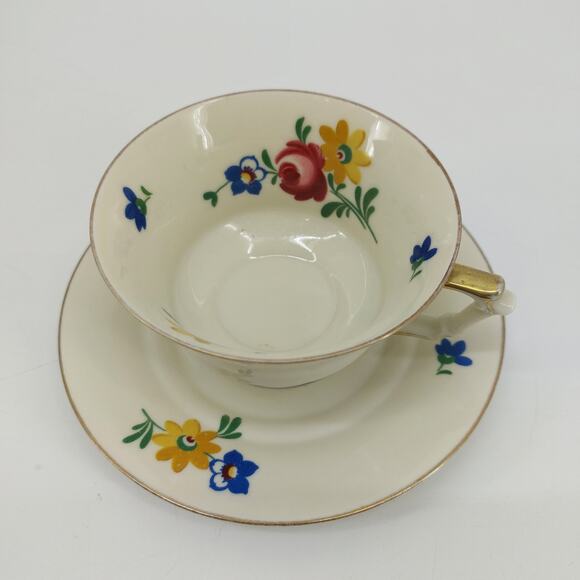 Durocor Bavaria Tea Cup & Saucer Floral Gold Trim - Picture 8 of 11